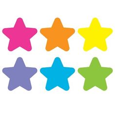 five star shaped magnets in different colors