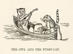 size: 12x9in Photographic Print: The Owl and the Pussy-Cat Went to Sea in a Beautiful Pea- Green Boat by Edward Lear : Travel The Owl And The Pussycat, Owl And The Pussycat, Edward Lear, A0 Poster, James Joyce, Poster Size Prints, A4 Poster, Stretched Canvas Prints, Owls