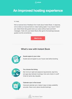 an email form with the words, what's new with instant book? and other information