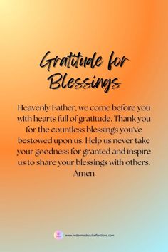 an orange and blue background with the words grateful for blessing