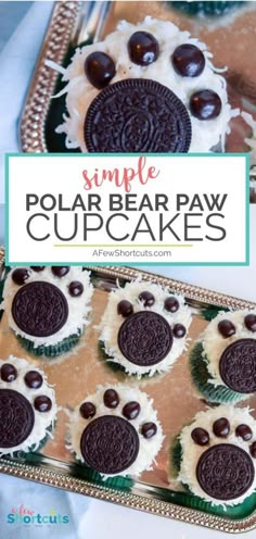 an image of homemade polar bear paw cupcakes on a tray with text overlay