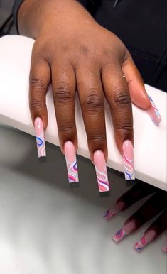 Ambre Nails, Girls Nail Designs, Acrylic Toe Nails, Drip Nails, Short Square Acrylic Nails, Rainbow Nails, Acrylic Nails Coffin Pink, Long Acrylic