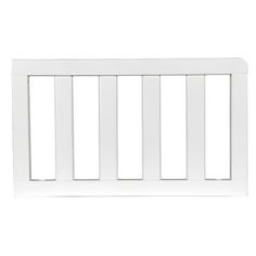 a white baby crib with bars on the top and bottom rails, against a white background