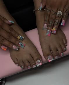 Nails And Toes, Matching Nails, Nails Toes, Junk Nails, Acrylic Toes, Hippie Nails