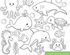 the sea animals coloring page is shown