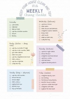 the house cleaning checklist is shown here