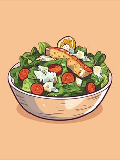 a bowl filled with salad on top of a table