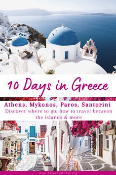 the cover of mykonos vs santorini which should you visit?, with images of white buildings and blue domes