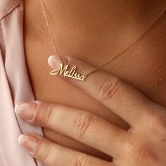 "Introducing our \"Custom Name Necklace\" - a uniquely personalized and stylish accessory. Meticulously crafted with care and precision, this necklace showcases the name of your choice, creating a one-of-a-kind piece. Available in various high-quality materials, it's designed for enduring beauty. The adjustable chain ensures a comfortable fit, perfect for daily wear or special occasions. Elevate your style with a touch of individuality - the \"Custom Name Necklace\" is more than just jewelry; it's a reflection of your identity and a symbol of your personal story. DETAILS: ❥Material: 925k Sterling Silver ❥Color:  Silver, Gold, Rose Gold ❥Finish: Polished ♡ You can choose from several lengths of necklaces: 14\", 16\", 18\", 20\", 22\" - during your order you can select your preferred necklac Dainty Customized Charm Necklaces For Personalized Gifts, Dainty Customized Charm Necklace For Personalized Gift, Dainty Custom Pendant Necklace As Personalized Gift, Customized Dainty Charm Necklace For Personalized Gift, Customizable Pendant Necklaces For Gifts, Adjustable Sterling Silver Custom Necklace For Gift, Customized Pendant Necklace For Gift, Elegant Adjustable Custom Necklace As Gift, Minimalist Customizable Jewelry For Gifts