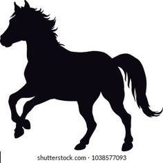 the silhouette of a running horse on a white background