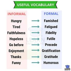 two different types of formal and informal words