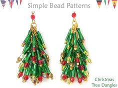 the christmas tree earrings are made out of beads