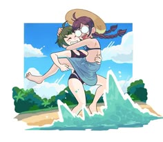 an image of two people hugging in the water