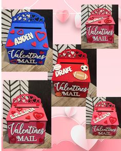 valentine's mail boxes with hearts on them