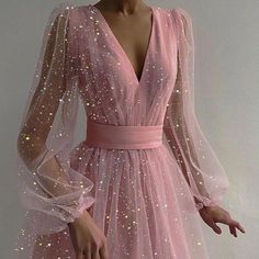 Organza Styles, Solid Maxi Dress, Chiffon Summer Dress, Evening Dresses With Sleeves, Dress Sleeve Styles, Long Midi Dress, Dresses Elegant, Pink Midi Dress, Looks Chic