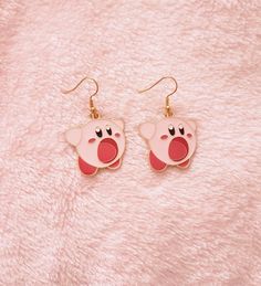 Hypoallergenic Lead and nickel free Earring hooks (as in picture) Clip on is available (for non pierced ears) Cute Kawaii Earrings, Silly Accessories, Kirby Earrings, Cute Earrings Aesthetic, Random Earrings, Silly Earrings, Earrings Cottagecore, Cottagecore Earrings, Earrings Kawaii