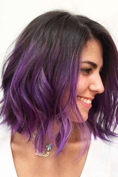 Dark Purple Hair Color, Purple Balayage, Purple Ombre Hair, Dark Purple Hair, Dip Dye Hair, Short Ombre Hair, Violet Hair, Ombré Hair, Hair Color Purple