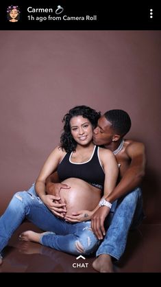 a man and woman sitting next to each other on a brown background with the caption that reads, it's age from camera roll