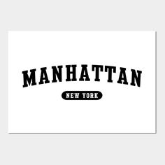 the manhattan new york logo is shown in black and white