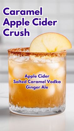 The Caramel Apple Cider Crush is a sweet and refreshing fall-inspired cocktail that combines the warmth of apple cider with the rich, creamy taste of salted caramel vodka. Topped with ginger ale and garnished with fresh apple slices, this drink is a perfect blend of comforting flavors for any autumn occasion.
#caramelapplecidercrush #caramelapplecocktails via @mybartender Salted Caramel Vodka Apple Cider, Apple Cider Crockpot Recipe Alcohol, Crown Apple Drinks Recipes Fall, Autumn Fizz Cocktail, Drink Recipes With Caramel Vodka, Caramel Cider Cocktail, Drinks With Salted Caramel Vodka, Apple Cider And Champagne, Apple Cider And Vodka Fall Drinks