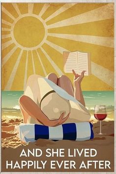 a painting of a person laying on the beach with a book in their hand and reading