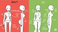 three different types of female body shapes and their corresponding parts are shown in this drawing