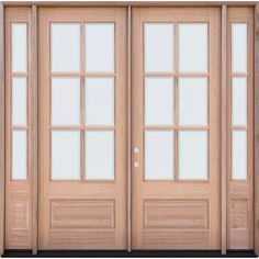 a pair of double doors with glass panels on the front and back sides, both side by side