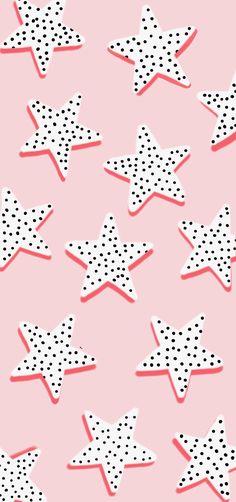 a pink background with black and white stars