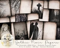 a collage of black and white photos with the words gothic mia paperia on it