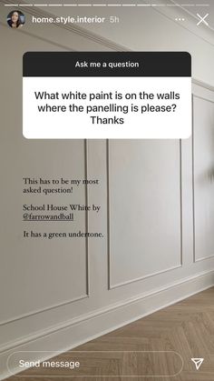 a room with white walls and wood flooring is shown in the text, what white paint is on the walls where the paneling is please thanks?