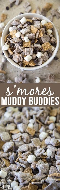 there is a bowl full of muddy buddies