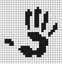 a cross stitch pattern in black and white with an image of a hand on it