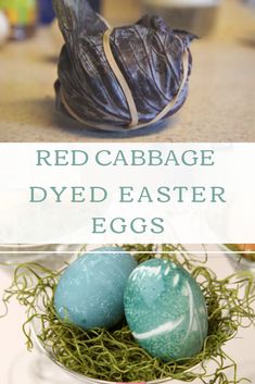 red cabbage dyed easter eggs in a bowl