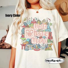 Vintage Walt Disney World Shirt, Retro Disney World Shirt, Disneyworld Trip 2023 Shirt Casual Multicolor T-shirt For Disney Trips, Multicolor Cotton T-shirt For Disney Trips, Disney Summer Shirt With Letter Print, Disney Letter Print Relaxed Fit T-shirt, Short Sleeve T-shirt With Letter Print For Disney Trips, Summer Crew Neck Shirt For Disney Fan Events, Disney Multicolor Letter Print T-shirt, Disney Summer T-shirt With Letter Print, Summer Disney T-shirt With Letter Print