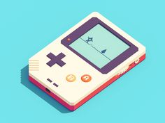 an old nintendo game boy handheld on a blue background