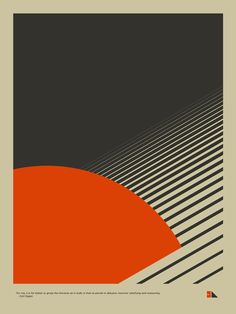 an orange and black abstract design with lines on the bottom half of it, against a dark gray background