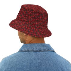 First, it protected fishermen from rain in the 1900s. Now, the personalized bucket hat is making its way to the very top of fashion picks for all ages. .: Material: 100% polyester.: Available in 2 sizes.: Sewn-in label.: Made in USA Small Large Circumference, in 22.01 24.02 Crown height, in 5.51 5.91 Brim length , in 2.17 2.17 Red Bucket Hat With Short Brim For Outdoor, Retro Red Hat For Outdoor, Retro Bucket Hat For Outdoor, Vintage Bucket Hat, Red Wide Brim Bucket Hat For Outdoor, Retro Outdoor Bucket Hat, Red Short Brim Bucket Hat For Outdoor, Red Brimmed Bucket Hat For Outdoor, Red Outdoor Bucket Hat With Short Brim