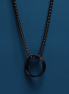 Men's Necklaces - Black Ring pendant on 3mm Venetian Round box chain Chain: 3mm Venetian Round Box. Chain: Black Powder Coated 316L Stainless Steel Pendant: 21mm x 21mm approximatley Pendant: Black Powder Coated 316L Stainless Steel Clasp: Lobster Ring On Chain Necklaces, Skin Outfit, Wallpaper Blur, Necklaces Black, Men's Necklaces, Silver Chain For Men, Black Ring, Round Box, Minecraft Skin