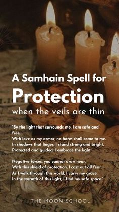 Celebrate the enchanting spirit of Samhain, the witch's new year, with a powerful protection spell perfect for beginners! As the veil thins and magick fills the air, gather around a bonfire, share ghostly tales, and honor your departed loved ones. This easy protection spell will shield you and your loved ones from negativity, making it an essential addition to your collection of witchcraft recipes. Whether you're crafting spirit dolls or hosting a dumb supper, embrace the magic of the season with this versatile spell. Safeguard your energy and enhance your practice with this must-try protection chant! ✨🔮 #ProtectionSpell #Samhain #Witchcraft #SpellsForBeginners #MagickBook #WitchSpells #SamhainCelebration Protection Water Witchcraft, Samhain Mantra, Protection From Gossip Spell, Cinnamon In Doorway Spell, Halloween Witch Spells, New Moon Spells Love, Samhain Protection Spell, Samhain For Kids, Samhain Spells Witchcraft