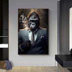 1pc Frameless Canvas Wall Art, Smoking Gorilla Canvas Wall Art, Gorilla Smoking Print, Animal Poster, Monkey Canvas Print, For Home Living Room Bedroom Bar Coffee Shop Decor, NoFrame | SHEIN USA Gorillas Art, Animal Poster, Bar Coffee, Tableau Design, Bedroom Bar, Coffee Shop Decor, Large Canvas Wall Art, Shop Decor, Animal Posters