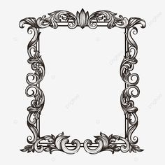 an ornate frame with swirls and scrolls on the edges, black and white drawing