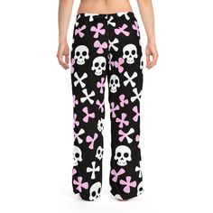 Elevate your loungewear game with these custom-printed pajama pants that are ready to bring some fun to your downtime! Crafted from 100% polyester jersey knit fabric, they're like a cloud for your legs, ensuring the coziest experience while you chill at home. But wait, there's more! These pants boast a relaxed fit that's just perfect for maximum comfort. And here's the kicker: there's a back elastic waistband with a drawstring tie, so you can dial in the perfect fit while still enjoying your fav Skull Pjs Pajama Pants, Scull Pajama Pants, Cute Ghostface Pajama Pants, Cute Blow Pop Pajama Pants, Skull Pants Pj, Goth Pajamas Comfy, Skull Pants Pajamas, Goth Pjs Skull Pants Pack, Gloomy Bear Pjs Pants