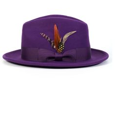 Upgrade your hat game with our Montique Purple Lightfelt 2 ½" Wide Brim Wool Felt Pinch Hat featuring a stylish feather accent. Crafted from 100% wool, this hat boasts a sophisticated pinch crown design and a classic 2 1/2" brim. Complete with a grosgrain ribbon for added charm, this hat exudes elegance and style. With no lining, it's lightweight and comfortable for all-day wear. Pinch crown design Chic feather accent Solid Color Made from 100% wool 2 1/2" brim Grosgrain ribbon No lining for lig Happy Hat, Hat Size Chart, Crown Design, Wide Brimmed Hats, Wool Hat, In The Rain, Modern Man, Wide Brimmed, Hat Sizes