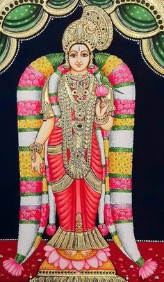 Indian Traditional Paintings, Saree Painting Designs, Tanjore Paintings, Painting Flowers Tutorial, Saree Painting, Boho Art Drawings, Indian Goddess, Hinduism Art