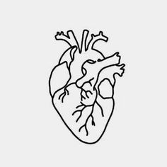 a black and white drawing of a heart