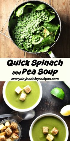 quick spinach and pea soup recipe