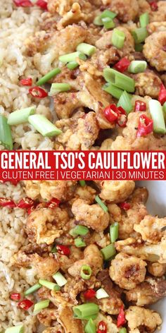 the cover of general tso's cauliflower fried with vegetables and rice