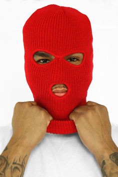 Full Face Balaclava Mask (Red) - Zamage Breathable Full Face Balaclava, Breathable Fitted Full-face Balaclava, Warm Full Face Balaclava, Functional Style, Red Balaclava, Full Face Red Mask For Cosplay, Full Face Mask, Full Face, Face Cover, One Size Fits All