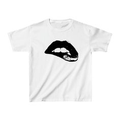 Black Lip Baby Tee | printwithSKY Olivia Concert, Roblox Design, Baby Tee Aesthetic, Youtuber Dr, Lips Graphic, Graphic Baby Tee, Baby Graphic Tees, White Graphic Tee, Mish Mash