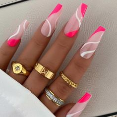 Long Acrylic Nails Coffin, Acrylic Nails Coffin Pink, Summer Acrylic Nails, Luxury Nails, Chic Nails